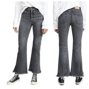 NWT Moussy Vintage Hershey Flare Slit Hem Jeans in Washed Black Size 27